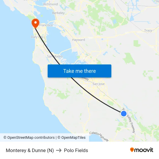 Monterey & Dunne (N) to Polo Fields map