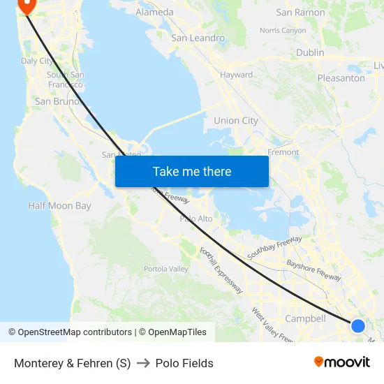 Monterey & Fehren (S) to Polo Fields map