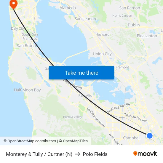 Monterey & Tully / Curtner (N) to Polo Fields map