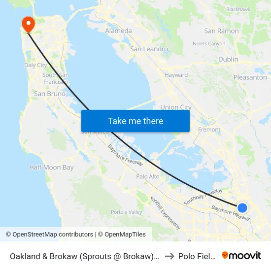 Oakland & Brokaw (Sprouts @ Brokaw) (S) to Polo Fields map