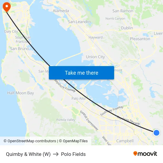 Quimby & White (W) to Polo Fields map