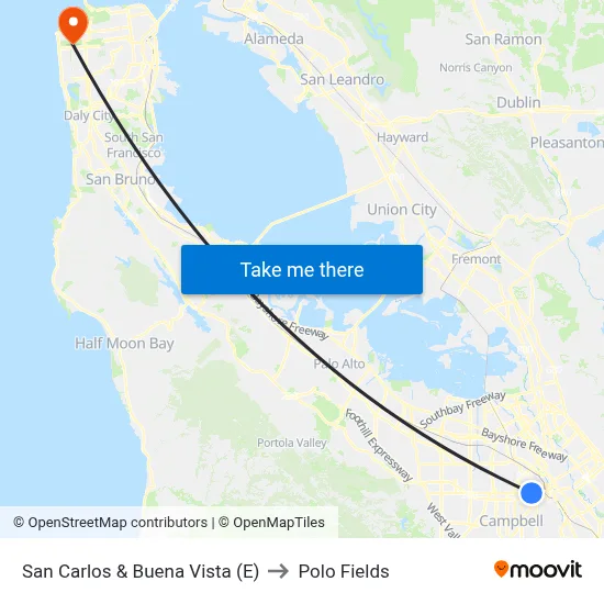 San Carlos & Buena Vista (E) to Polo Fields map