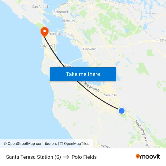 Santa Teresa Station (S) to Polo Fields map
