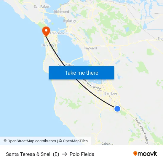 Santa Teresa & Snell (E) to Polo Fields map