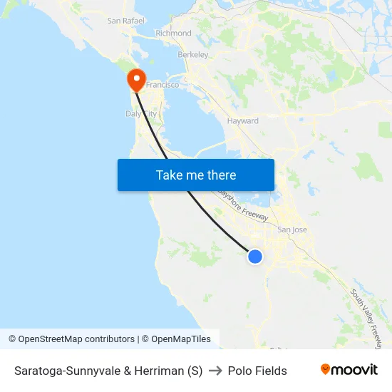 Saratoga-Sunnyvale & Herriman (S) to Polo Fields map