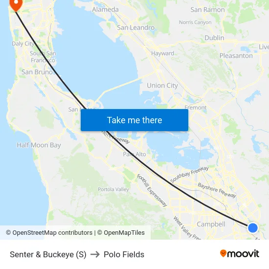 Senter & Buckeye (S) to Polo Fields map