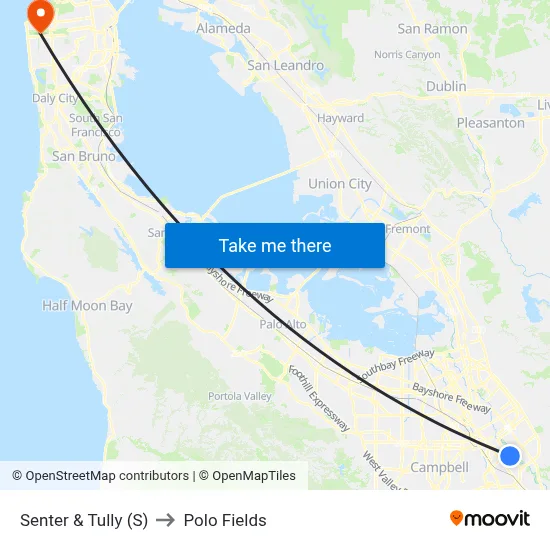 Senter & Tully (S) to Polo Fields map