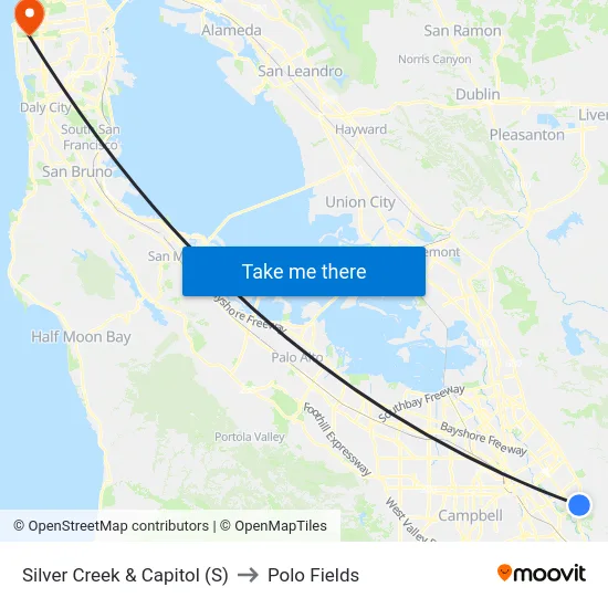 Silver Creek & Capitol (S) to Polo Fields map