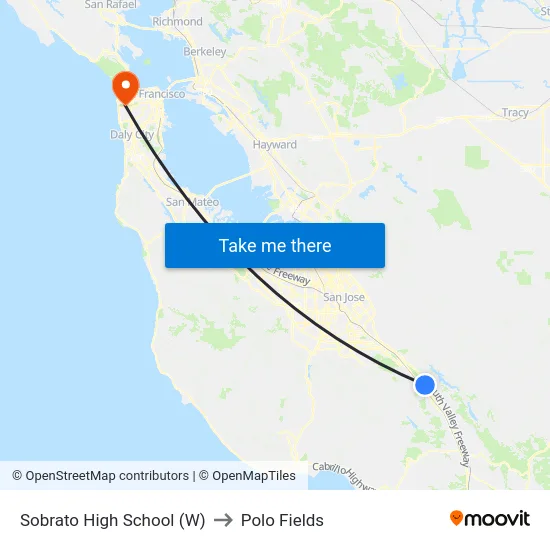 Sobrato High School (W) to Polo Fields map