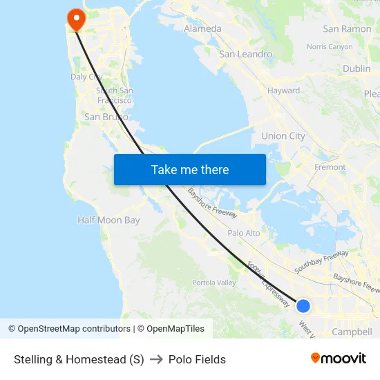 Stelling & Homestead (S) to Polo Fields map