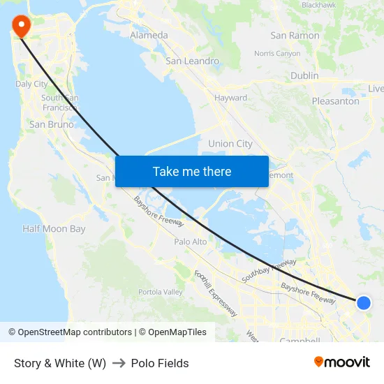 Story & White (W) to Polo Fields map