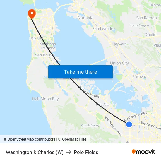 Washington & Charles (W) to Polo Fields map