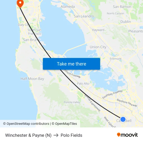 Winchester & Payne (N) to Polo Fields map
