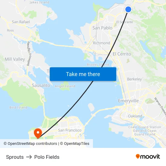 Sprouts to Polo Fields map
