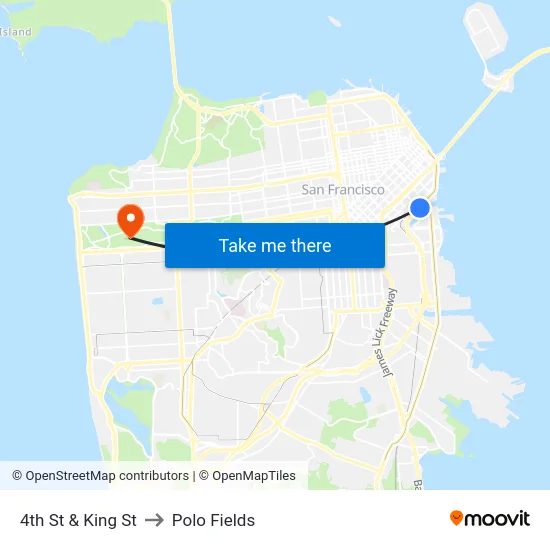 4th St & King St to Polo Fields map