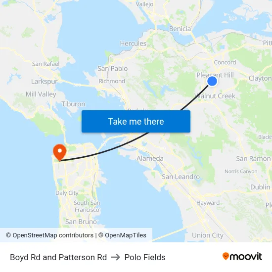 Boyd Rd and Patterson Rd to Polo Fields map