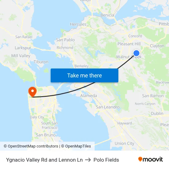 Ygnacio Valley Rd and Lennon Ln to Polo Fields map