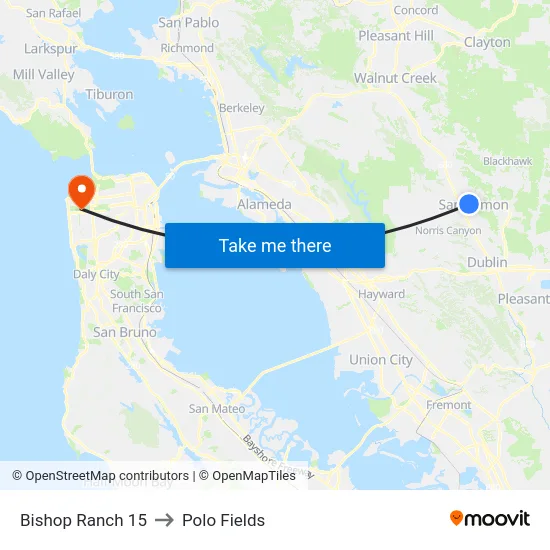 Bishop Ranch 15 to Polo Fields map