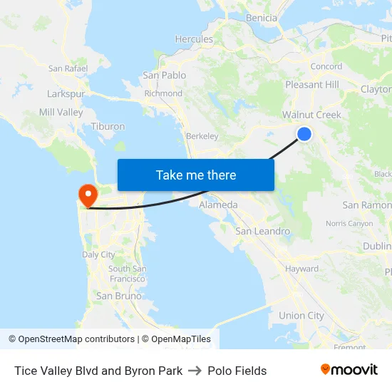 Tice Valley Blvd and Byron Park to Polo Fields map