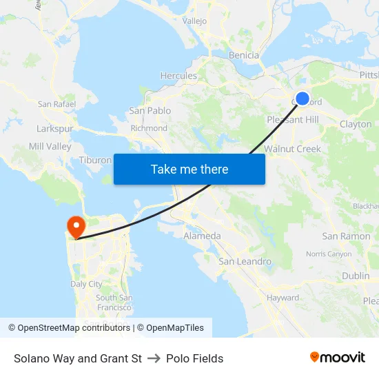 Solano Way and Grant St to Polo Fields map