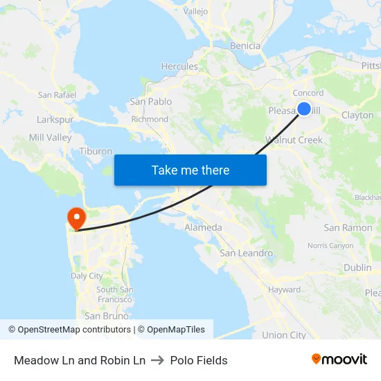 Meadow Ln and Robin Ln to Polo Fields map