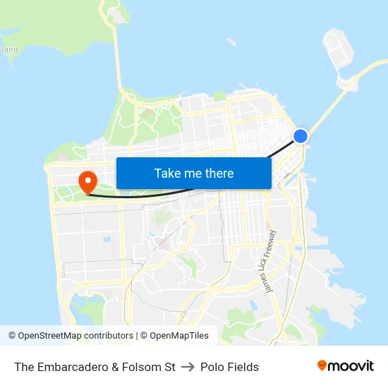 The Embarcadero & Folsom St to Polo Fields map