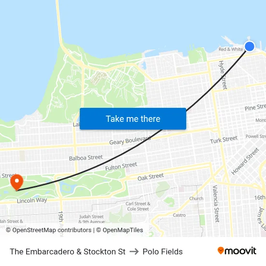 The Embarcadero & Stockton St to Polo Fields map