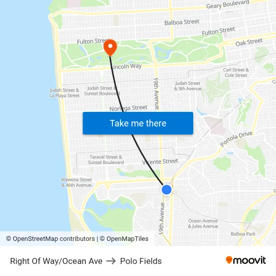Right Of Way/Ocean Ave to Polo Fields map