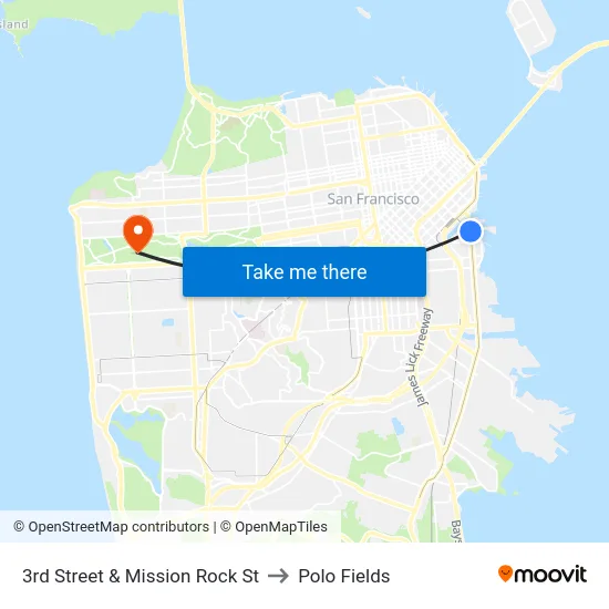 3rd Street & Mission Rock St to Polo Fields map
