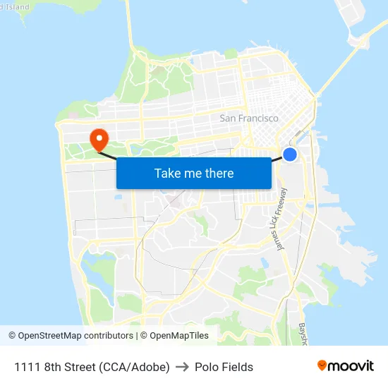 1111 8th Street (CCA/Adobe) to Polo Fields map