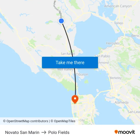 Novato San Marin to Polo Fields map