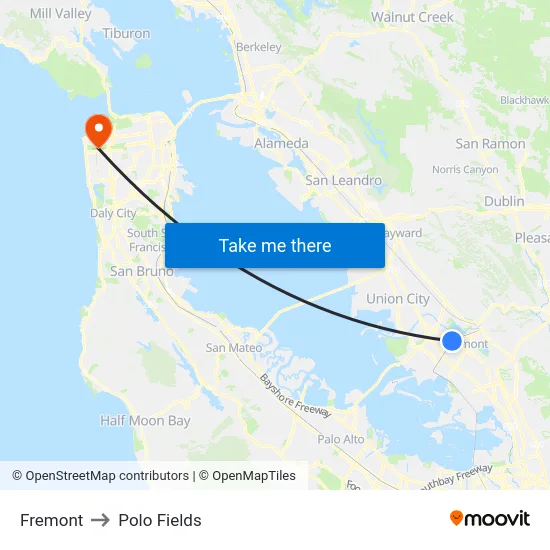 Fremont to Polo Fields map