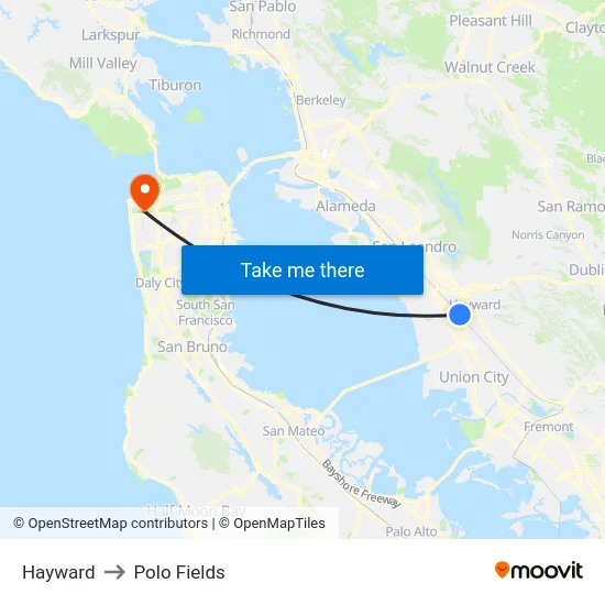 Hayward to Polo Fields map