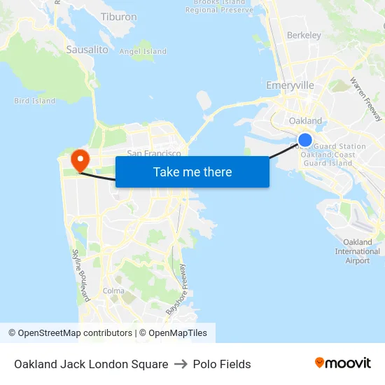 Oakland Jack London Square to Polo Fields map
