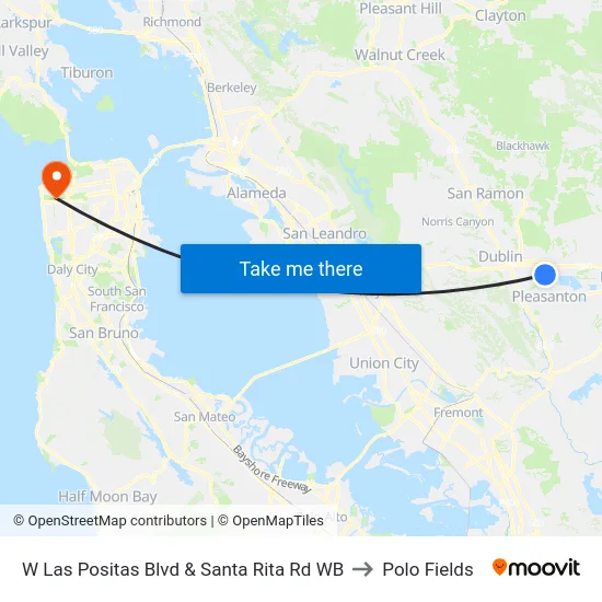 W Las Positas Blvd & Santa Rita Rd WB to Polo Fields map