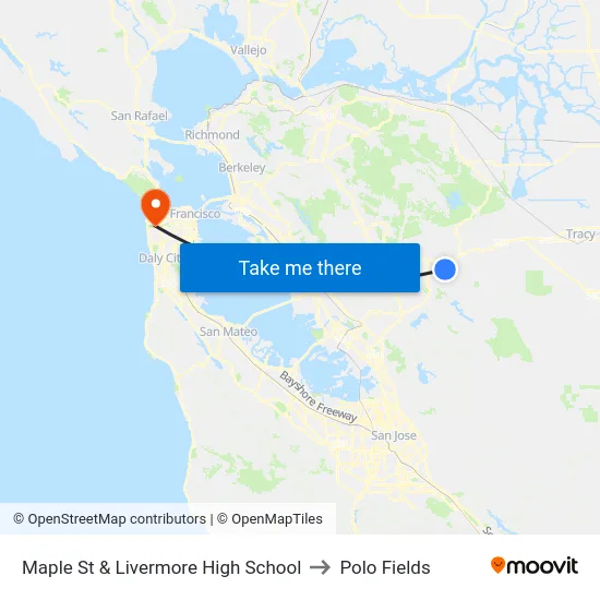 Maple St & Livermore High School to Polo Fields map
