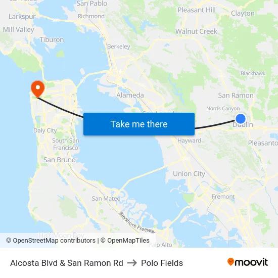 Alcosta Blvd & San Ramon Rd to Polo Fields map