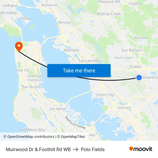 Muirwood Dr & Foothill Rd WB to Polo Fields map