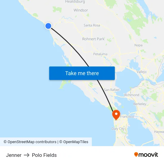 Jenner to Polo Fields map
