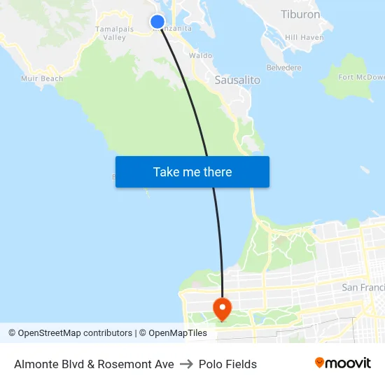 Almonte Blvd & Rosemont Ave to Polo Fields map