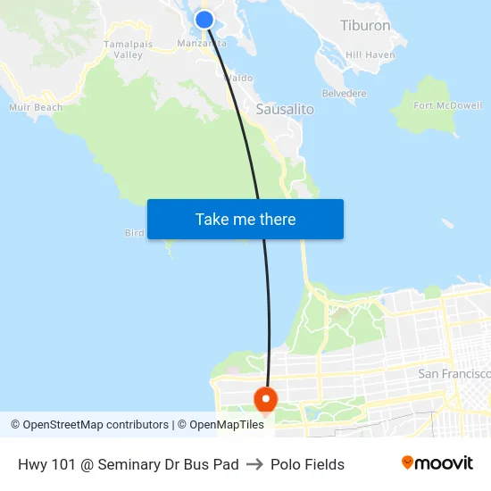 Hwy 101 @ Seminary Dr Bus Pad to Polo Fields map
