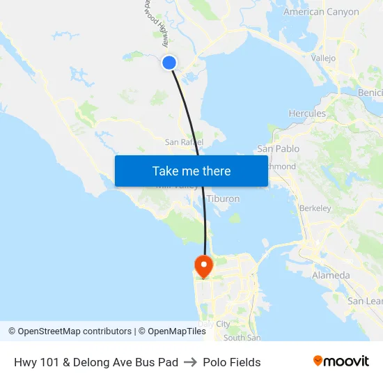 Hwy 101 & Delong Ave Bus Pad to Polo Fields map
