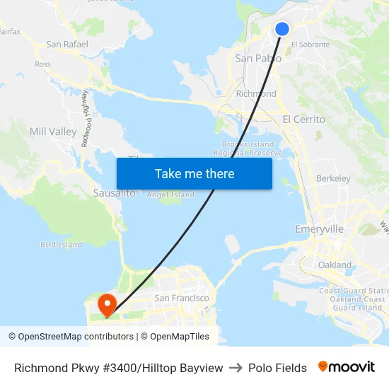 Richmond Pkwy #3400/Hilltop Bayview to Polo Fields map