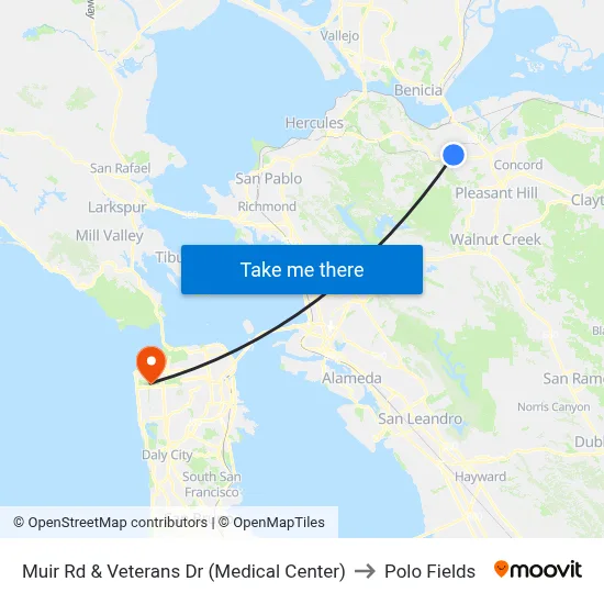 Muir Rd & Veterans Dr (Medical Center) to Polo Fields map