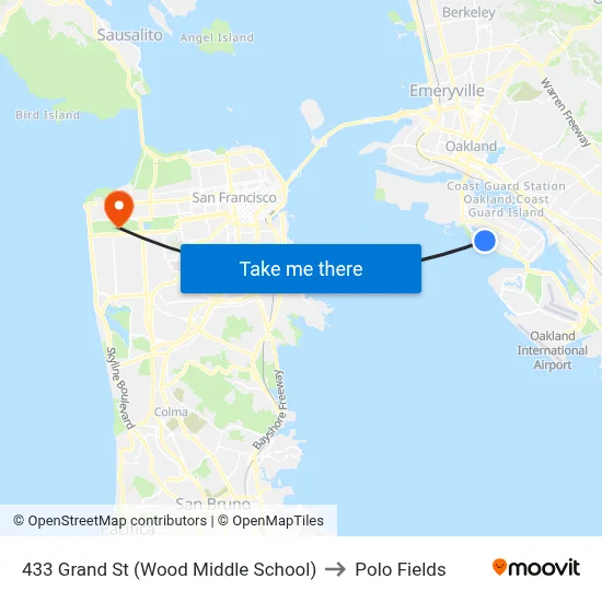 433 Grand St (Wood Middle School) to Polo Fields map