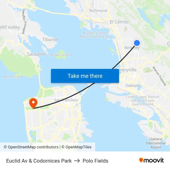 Euclid Av & Codornices Park to Polo Fields map