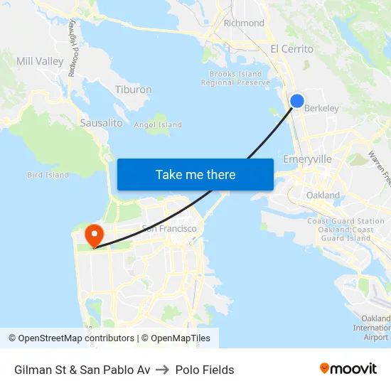 Gilman St & San Pablo Av to Polo Fields map