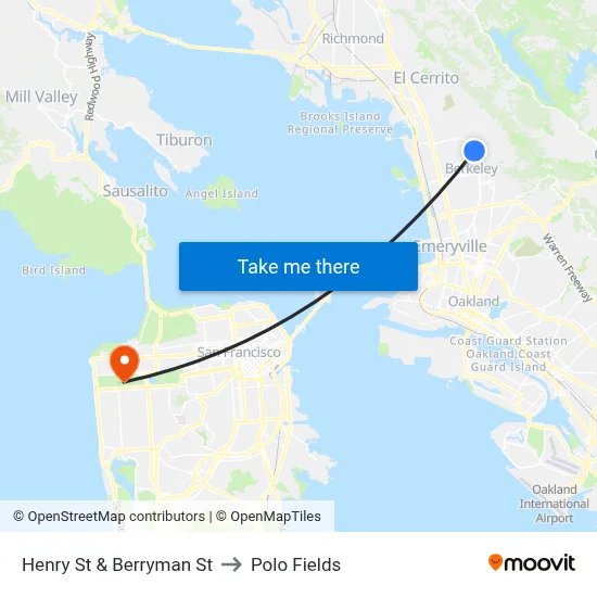 Henry St & Berryman St to Polo Fields map