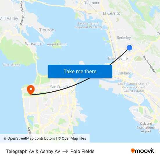 Telegraph Av & Ashby Av to Polo Fields map