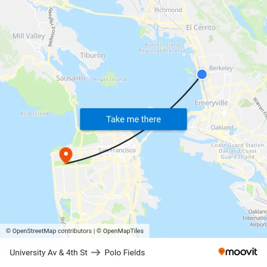 University Av & 4th St to Polo Fields map